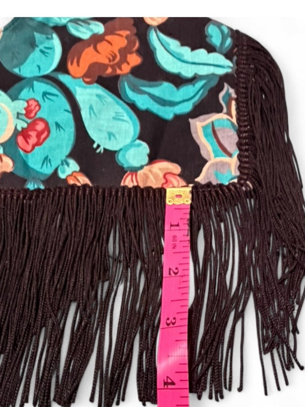 Vintage Western Fringe Floral Capelet/Shoulder Shawl-Festival Boho Cowgirl Chic - Picture 9 of 10